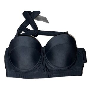 Unique & Classic Womens Black Swimwear Top With Straps Size Medium